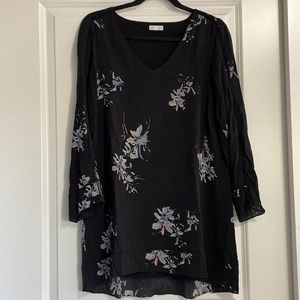 Black floral mini dress